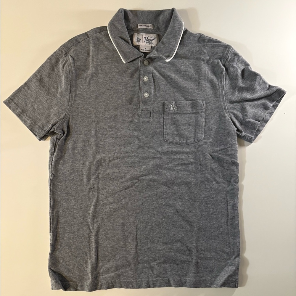 Original Penguin Boys Polo Shirt. Gray Boys M